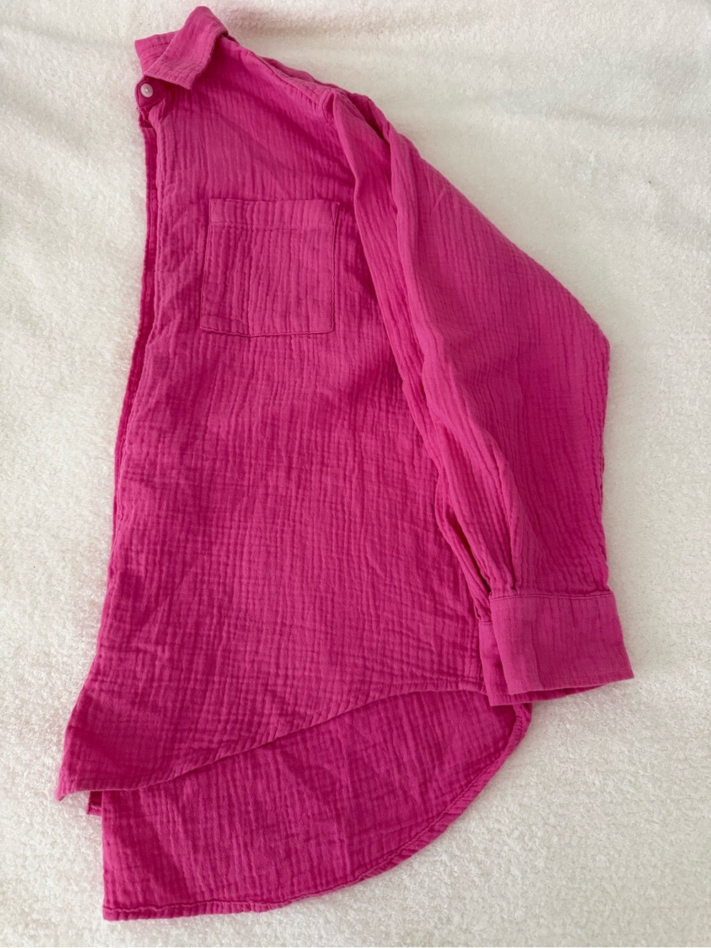 GAP Hot Pink Textured Button-Down Shirt